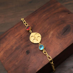 Pulsera de Cadena Chapada en Oro de 18k con Gemas de Granate, Cuarzo y Topacio - Product Image 1