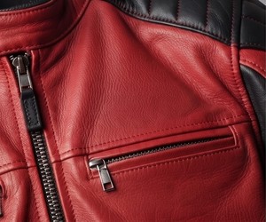 Custom <b>Leather</b> Men <b>Jacket</b> Motorcycle Style Biker Coat Red Black Patchwork Full Sleeve Outerwear - Product Image 4