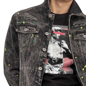 Chaqueta de invierno de mezclilla de algodón de alta calidad para hombre, ropa masculina, chaquetas de mezclilla teñidas lisas para hombre - Product Image 3