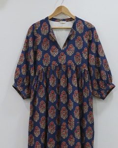 Vestido Midi/Maxi de Algodón 100% Suave, Hecho a Mano, para Todas las Temporadas, con Estampado Floral Tie-Dye y Dibujo a Mano, Cintura Natural, Ideal para Oficina - Product Image 2