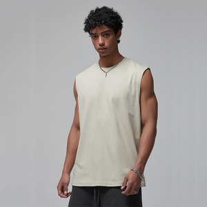 Custom Brand 100% Cotton Sleeveless <b>Crop</b> Tank <b>Top</b> for Plus Size <b>Men</b>-Anti-Pilling Quick Dry Breathable Casual Wear - Product Image 3