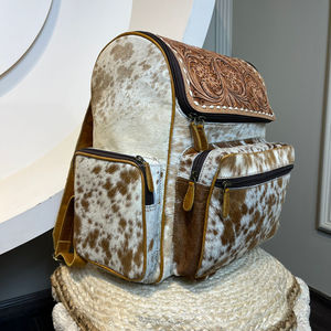 Gran oferta, mochila Floral de gran capacidad de piel de vaca para mujer, bolsa de pañales de viaje multifunción de cuero con herramientas, alta moda - Product Image 3