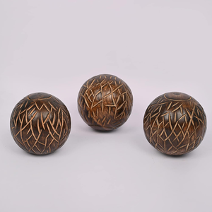 Ensemble de 3 boules décoratives en bois pour la maison, boules en bois faites à la main pour centre de table, présentoir de bol, salon, chambre, bureau - Product Image 2