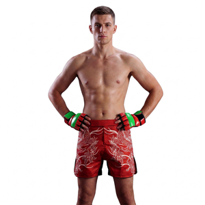 Shorts MMA pour hommes à imprimé rouge, sublimation par transfert, respirants, coupe ajustée, vêtements d'arts martiaux mixtes pour adultes, logo avant, durables - Product Image 3