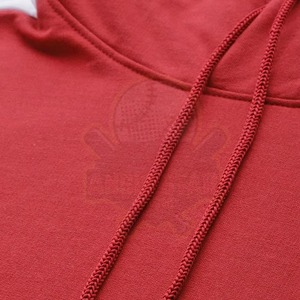<b>Men's</b> <b>Red</b> Hooded <b>Sweatshirt</b> Regular Fit Solid Color Front Pocket Design Breathable French Terry Autumn Wear - Product Image 5