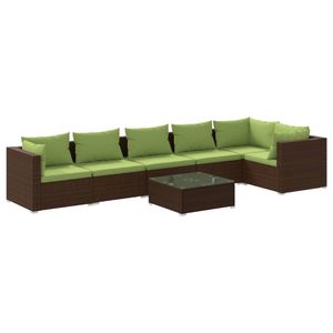 Ensemble de salon de jardin marron et vert avec coussins confortables - Product Image 2