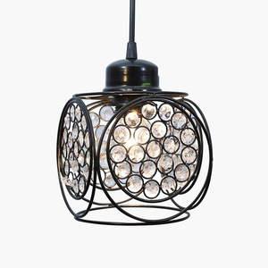 Lampe suspendue de qualité export, prix raisonnable, lampe murale, lampe suspendue au plafond, finition noire avec perles de cristal, décorations rondes pour la maison - Product Image 4