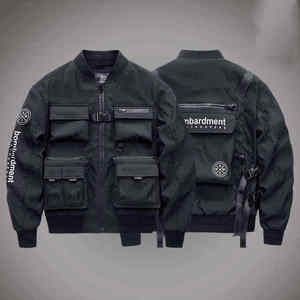 Mens <b>Techwear</b> Tactical Bomber <b>Jacket</b> Multi-Pocket Streetwear Windbreaker for Urban Outdoor Exploration Wholesale - Product Image 6
