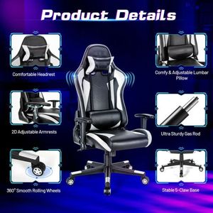 Chaise de jeu pivotante réglable de style racing, chaise de bureau pour ordinateur - Product Image 6