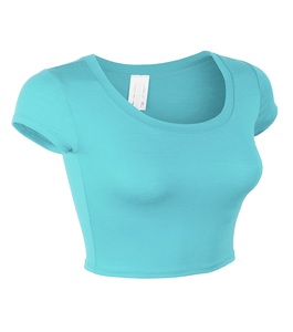 Oem Custom Logo <b>Women</b> Solid Print <b>Crop</b> Tees Ladies <b>Black</b> Ribbed Croptop T-Shirts Sexy Knit Slim <b>Crop</b> <b>Tops</b> <b>for</b> <b>Women</b> - Product Image 2