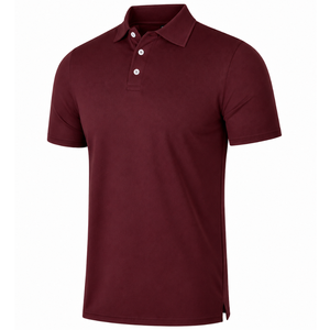 Polo pour homme à manches courtes en tricot uni, coupe décontractée, boutons, gris, bleu, rouge, noir - Product Image 2