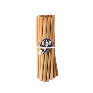Pailles jetables en bambou naturel Blue Lotus, tubes à boire écologiques et biodégradables pour les fêtes et le camping - Product Image 1