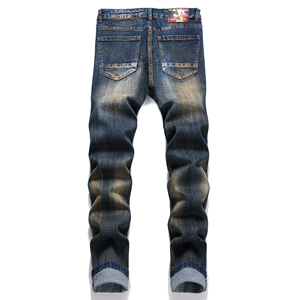 Men's <b>Boot</b> Cut Vintage Winter Denim Jeans Slim Straight Regular Fit 3D Pattern Light Wash Mid Waist ODM Customizable Comfortable - Product Image 2