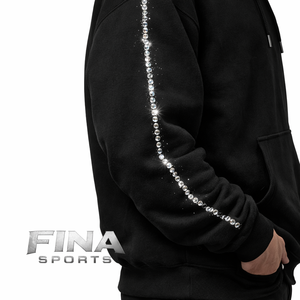 Sweat-shirt à capuche surdimensionné personnalisé pour homme, hiver, strass, streetwear de luxe, coton épais, avec poche, cristaux scintillants FS - Product Image 2