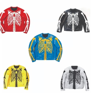 Unisex Handmade Sheepskin Leather Skeleton <b>Jacket</b> | Gothic Biker & <b>Punk</b> Bone Print Coat High-Volume Gothic & <b>Punk</b> Streetwear - Product Image 1