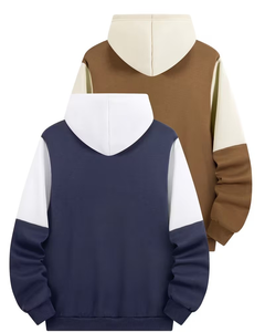Color Block Winter Lined Boys Hoodie Pullover Sweatshirt Hooded Long Sleeve Fleece Polyester/Cotton Casual Wear - Product Image 2