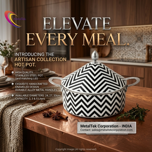 Plat de service en métal artisanal de luxe, design élégant arabesque émaillé, chauffe-plat isolé, pour la maison - Product Image 6