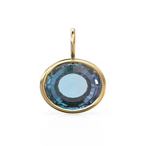 Colgante de Oro Sólido Amarillo de 14k con Espinela Bicolor de 4.60ct, Gema Azul de Corte Ovalado, Piedra de Nacimiento de Agosto - Fino Adorno de Joyería - Product Image 1