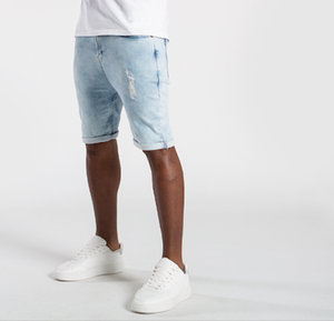 Shorts en jean déchirés respirants pour hommes 2026 – Style décontracté avec trous, bleu déchiré – Prix de gros abordable - Product Image 2
