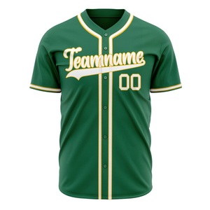Polyester Mesh Fabric Green Baseball Jersey Men's Short Sleeve Sublimated Team Name Number Moisture Wicking Adult Sports Wear - Product Image 4