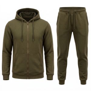Ensemble de survêtement à capuche pour homme, couleur unie, coton, coupe décontractée, sweat-shirt et pantalon longs, tenue d'automne - Product Image 5