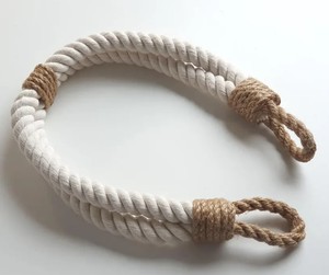 White Cotton Rope Curtain Tieback with Jute Accent | Soft Natural Window Decor - Product Image 4