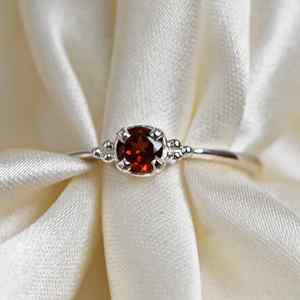 <b>Garnet</b> 925 Sterling <b>Silver</b> Luxury Engagement Wedding Anniversary <b>Ring</b> January Birthstone Gemstone for Her Party Gift - Product Image 2