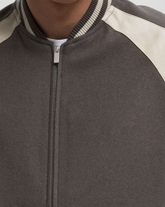 Custom Logo Wool Body Leather Sleeves Varsity Letterman <b>Jacket</b> Grey <b>White</b> Chenille Embroidery Bomber <b>Jacket</b> for <b>Men</b> - Product Image 6