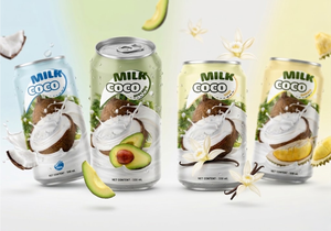 Boisson lactée halal coco, noix d'amandes, avocat et vanille 330 ml en conserve, prête à boire pour la vente au détail et la restauration - Product Image 2