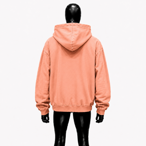 Sudadera con capucha y cremallera color melocotón, oversize, con estampado de letras en relieve, de forro polar, con manga raglán, unisex, estilo streetwear, corte holgado. - Product Image 2