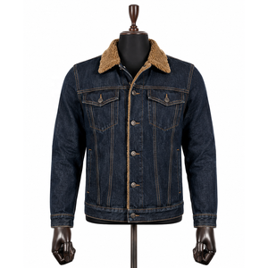 Chaqueta Vaquera Vintage para Hombre, Corte Regular, Cierre de Botones, Bordes Deshilachados, Lavado Ácido, Lavado a la Piedra, 100% Algodón Orgánico, Secado Rápido, Transpirable - Product Image 1