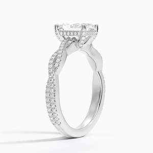 SOJ 07 Radiant Cut Rhodium Plated Luxe Petite Twisted Vine Moissanite Eternity Band <b>Ring</b> GRA Certified 2ct D Prong Setting - Product Image 2