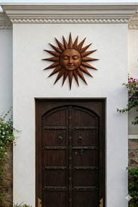 Arte Mural de Madera de Teca Tallada a Mano con Rostro de Sol, Escultura Colgante de Pared, Decoración Rústica Bohemia para Sala de Estar, Dormitorio, Patio y Jardín - Product Image 3