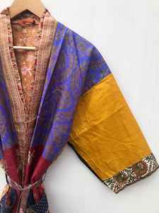 Bikini de fiesta estilo bohemio vintage japonés, ropa de dormir de seda pura, kimono de talla grande para mujer, suave y cómodo para la playa, bata tipo Duster. - Product Image 5