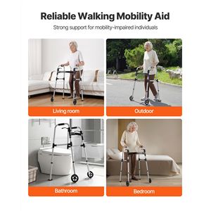Deambulatore Pieghevole a 2 Pulsanti con Ruote da 5 Pollici e 8 Livelli di Regolazione dell'Altezza - Capacità di Carico 350 Libbre - Leggero in Alluminio - Product Image 6