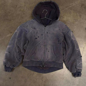 เสื้อฮู้ดซิปครอปทรงยูนิเซ็กซ์ Nesta Sports ผ้าเฟรนช์เทอร์รี่ ซิปคู่ ดีไซน์วินเทจฟอกสีแบบแอซิดวอช - Product Image 1