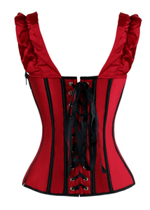Corsé de satén negro para mujer con lazo decorativo, control firme, talla estándar para adulto, transpirable, cierre de corchetes y ojales. - Product Image 6