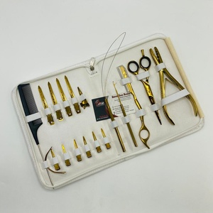 Stainless Steel Gold Plated Hair Extension Tools Kit with Barber Scissor, Multi-Functional Plier, Hair Clips & <b>Razor</b> Custom Logo - Product Image 3