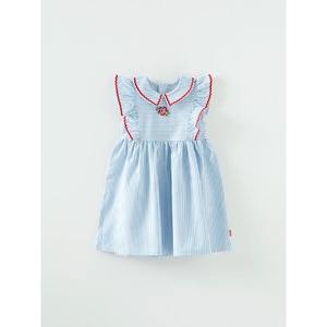 Vestido Estilo Coreano OZKIZ para Niñas, 100% Algodón, Moda de Verano para 2-7 Años, Venta al Por Mayor, Decorado con Volantes de Rosas - Product Image 1