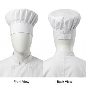 Casquette de Chef Noire Premium en Polycoton GSM avec Dos Élastique, Broderie Personnalisée, Logo Imprimé, Chapeaux de Cuisine, Couvre-Cheveux Brodés - Product Image 2