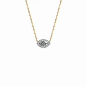 Pendentif en diamant halo marquise pour vos yeux, 19 pierres de diamant, bijoux de fiançailles, de mariage et de fête pour femmes en or - Product Image 1