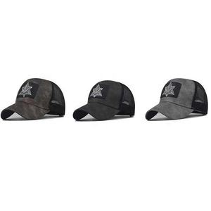 Gorra Trucker de Camuflaje para Hombre, Gorra de Malla Transpirable con Parche Bordado de Estrella, Fabricante de Gorras Trucker Personalizadas con Bordado de Logotipo - Product Image 2