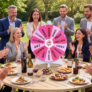 Ruota della Fortuna Pieghevole Promozionale per Feste, 24 Premi Girevoli, Rosa, da Tavolo/da Terra - Product Image 2