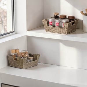 ISLA Paquete de 2 Cestas de Almacenamiento Rectangulares de Mimbre para Despensa, Organizadores Tejidos con Asas Recortadas para Estantes del Hogar y Exhibición en Tiendas OEM - Product Image 1