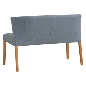 Mid Century Modern Upholstered <b>Bench</b> in Dark Gray Fabric with Solid Wood <b>Legs</b> with Backrest for Dining Room and Apartment - Product Image 4