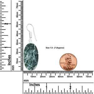 Boucles d'oreilles pendantes élégantes en argent plaqué, avec pierres précieuses de séraphinite, style indien antique, vente en gros - Product Image 2