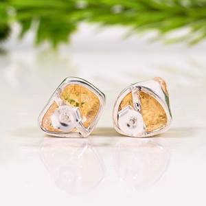 ต่างหูเงินแท้ประดับพลอยซิทรินดิบสำหรับคนเกิดเดือนพฤศจิกายน เครื่องประดับมินิมอล - Product Image 2