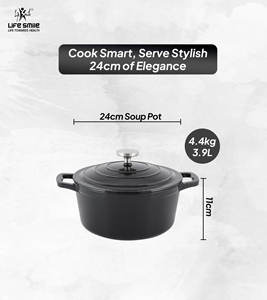 Olla para Sopa de Hierro Fundido con Tapa, Revestimiento de Esmalte Duradero Multicapa, Distribución Uniforme del Calor, Apta para Horno, Compatible con Inducción - Product Image 2