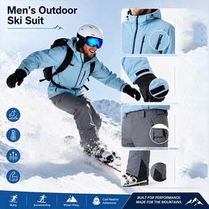 Combinaison de ski personnalisée imperméable et coupe-vent 100 % nylon pour technologie respirante, rembourrée, unisexe, adulte, avec fermeture éclair - Product Image 3