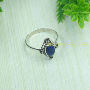 Bague en argent sterling 925 avec saphir bleu naturel, saphir ovale cabochon fait main, fabricant de bijoux en gros pour femmes - Product Image 6